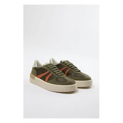 Trendyol Khaki Contrast Retro Lace-Up Women's Sneakers