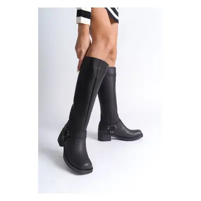 Capone Outfitters Biker Boots with Round Accessories