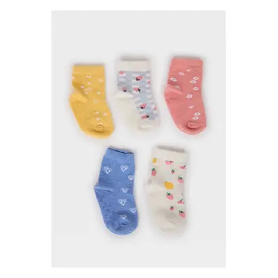 DEFACTO Baby Girl Non-Slip Sole 5-Pack Cotton Booties Socks