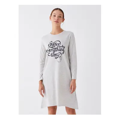 LC Waikiki Women's Crew Neck Printed Long Sleeve Nightgown