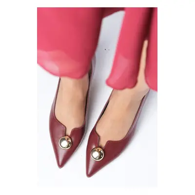 Mio Gusto Charlotte Claret Red Color Pointed Blunt Toe Women's High Heel Shoes