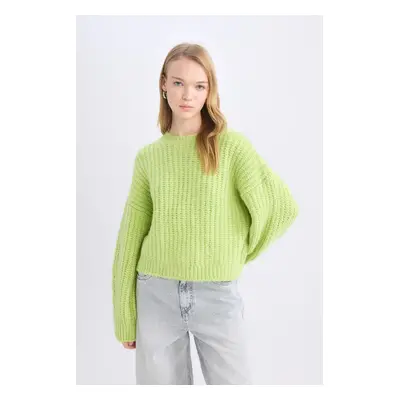 DEFACTO Coool Oversize Wide Pattern Crew Neck Knitted Sweater