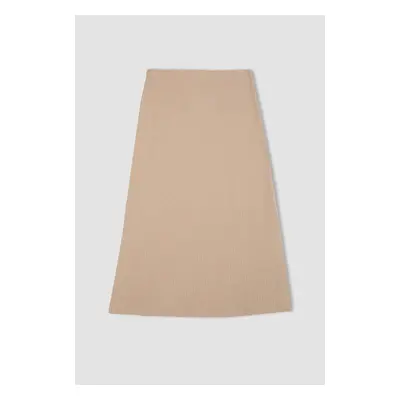 DEFACTO A Cut Elastic Waist Basic Plain Normal Waist Maxi Skirt