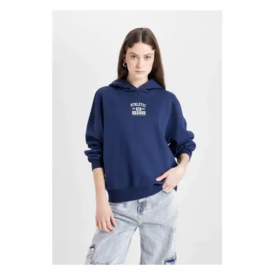 DEFACTO Coool Oversize Wide Fit Hooded Printed Sweatshirt