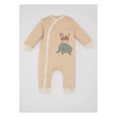 DEFACTO Baby Boy Newborn Safari Printed Long Sleeve Jumpsuit