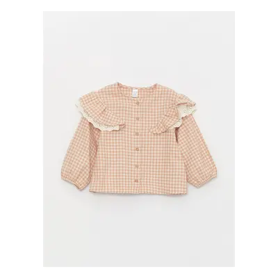 LC Waikiki Crew Neck Long Sleeve Plaid Baby Girl Shirt