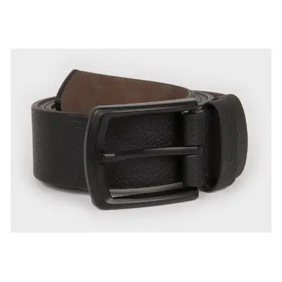 DEFACTO Men's Rectangular Buckle Faux Leather Casual Belt