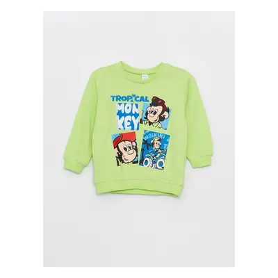 LC Waikiki Lcw Crew Neck Long Sleeve Nostalgic Monkey Printed Baby Boy Sweatshirt