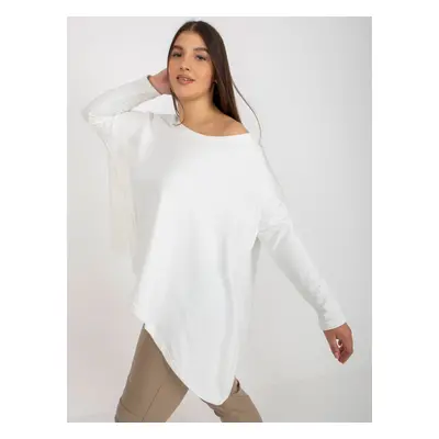 Ecru asymetrická mikina plus size basic s dlouhým rukávem