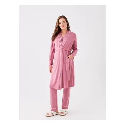 LC Waikiki Shawl Collar Plain Long Sleeve Maternity Dressing Gown