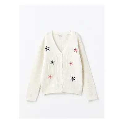 LC Waikiki Lcwk V Neck Girl's Knitted Cardigan