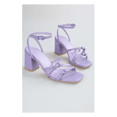 Shoeberry Women's Boyze Lilac Belt Buckle Heeled Shoes