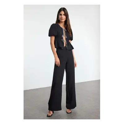 Trendyol Black Woven Bottom Top Set