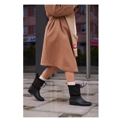 NİŞANTAŞI SHOES Ginger Brown Genuine Suede Flat Heel Women's Rain Boots