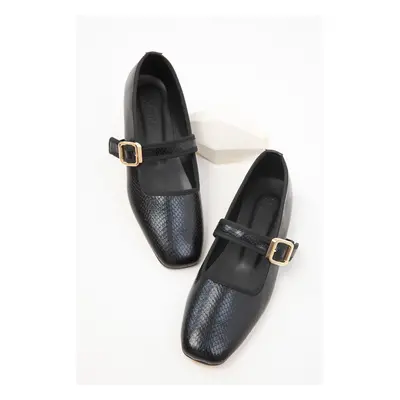 Soho Black Snake Women's Ballerina (19722)