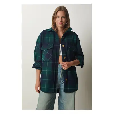 Happiness İstanbul Dámská bunda Emerald Lumberjack Fleece Shirt Jacket