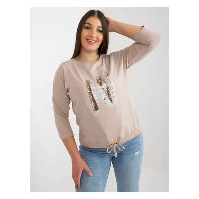 Dámská halenka plus size s aplikací - béžová