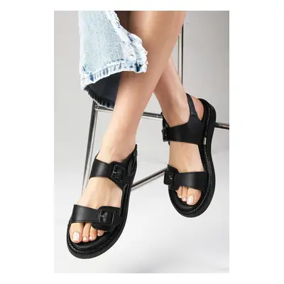 Mio Gusto Nova Black Color Double Strap Women's Sandal