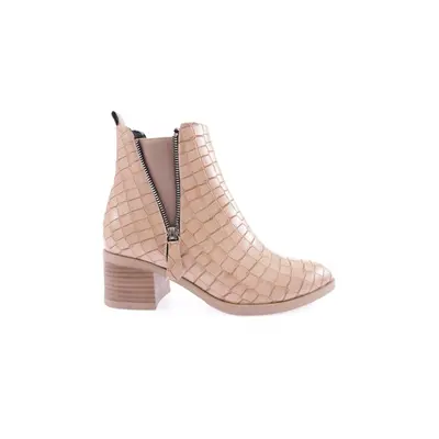 DGN 9009-2164-22k Women's Zippered Heeled Boots NUDE CROCC