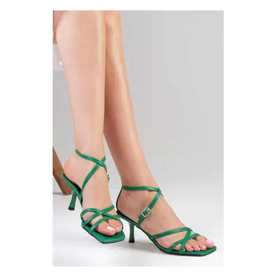 Mio Gusto Valeria Green Women's Heeled Sandals Shoes