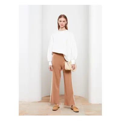 LC Waikiki Elastic Waist Strip Detail Wide Leg Women's Knitwear Trousers