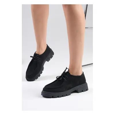 Mio Gusto Hope Black Color Women's Loafers With Thick Soles