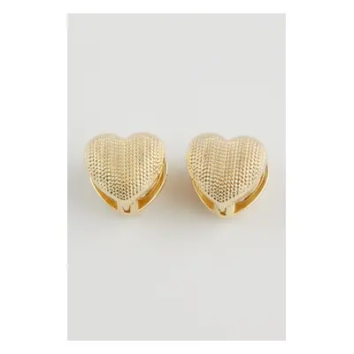 DEFACTO Women's Gold Heart Earrings