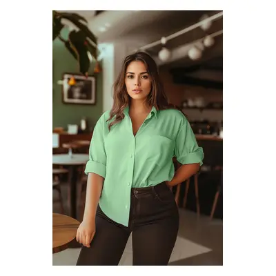 Trendyol Curve Green Boyfriend Woven Shirt