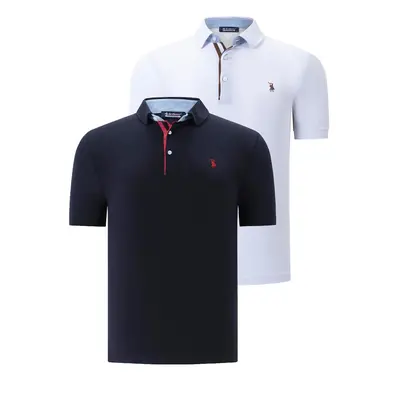 DOUBLE SET T8582 DEWBERRY MEN'S T-SHIRT-NAVY-WHITE