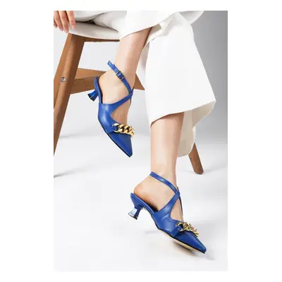 Mio Gusto Jenifer Saxe Blue Color Short Heels Women's Shoes