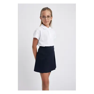 DEFACTO Girl White Cotton Short Sleeve Polo Basic School T-Shirt