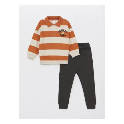 LC Waikiki Polo Neck Long Sleeve Baby Boy Sweatshirt and Tracksuit Bottom 2-Piece Set