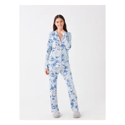 LC Waikiki Shirt Collar Floral Long Sleeve Women's Pajama Set