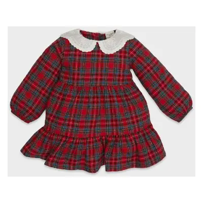 DEFACTO Baby Girl Christmas Themed Plaid Long Sleeve Flannel Dress