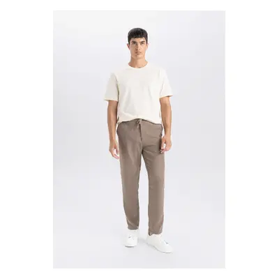 DEFACTO Men's Light Brown Jogger Slim Fit Elastic Leg Trousers