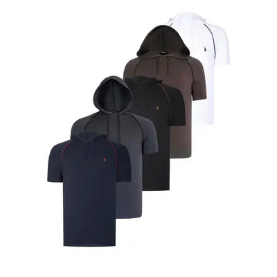 QUINTET SET T8570 DEWBERRY HOODIE MEN'S T-SHIRT-BLACK-WHITE-NAVY BLUE-ANTHRACITE-KHAKI