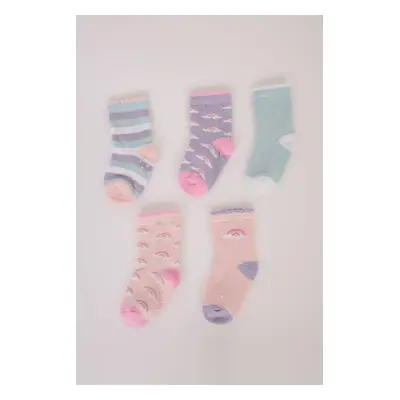 DEFACTO Baby Girl Non-Slip Sole 5-Pack Cotton Long Socks