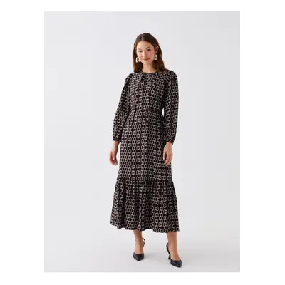 LC Waikiki Crew Neck Patterned Long Sleeve Women's Dress