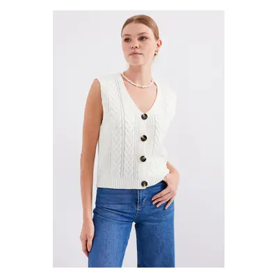 Bigdart Buttoned Short Knitwear Vest - White