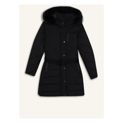 DEFACTO Fit Long Parka Coat Water Repellent Wind and Waterproof Finger-Plugged Hooded Zippered