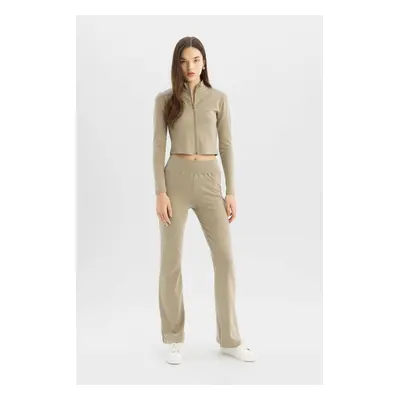 DEFACTO Cool Flare Fit Ribbed Basic Trousers