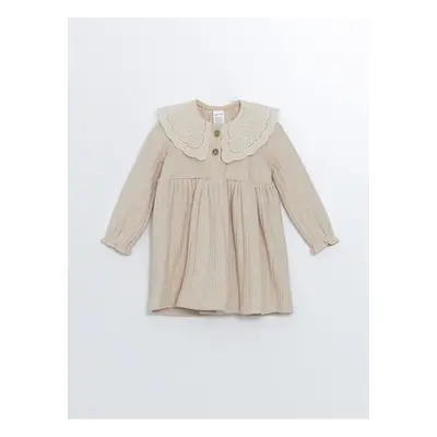 LC Waikiki Lcw Baby Collar Long Sleeve Baby Girl Embroidered Dress