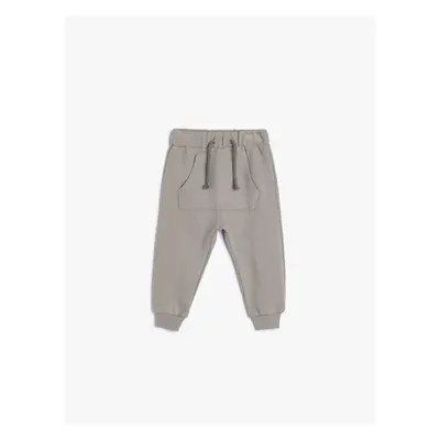 Koton Basic Jogger Sweatpants with Kangaroo Pocket and Tie Waist