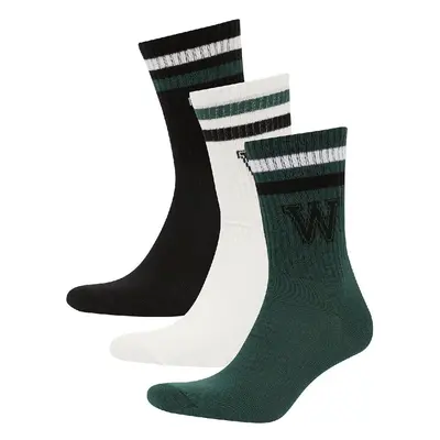 DEFACTO Men's Comfortable Elastic 3-Pack Cotton Long Socks