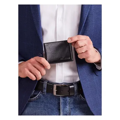 Men´s black leather horizontal wallet