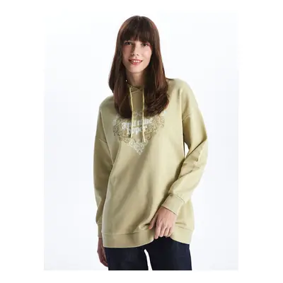 LC Waikiki Hooded Printed Long Sleeve Women's Sweatshirt Tunic