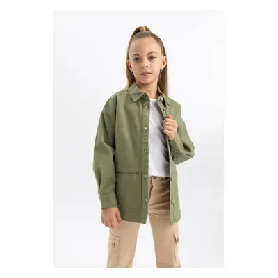 DEFACTO Girl's Gabardine Long Sleeve Shirt