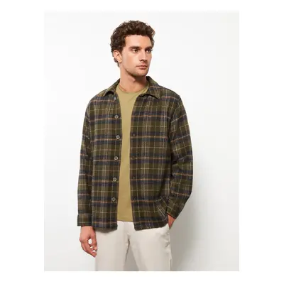 LC Waikiki Men's Comfy Fit Long Sleeve Plaid Gabardine Shirt Jacket