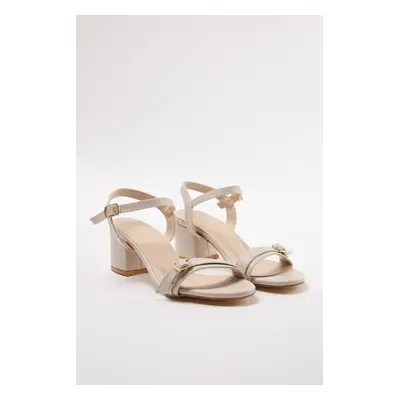 Trendyol Beige Buckle Detailed Women's Heeled Sandals