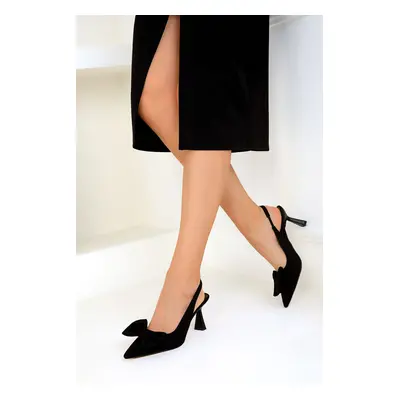 Soho Black Matte Satin Women's Classic Heeled Shoes